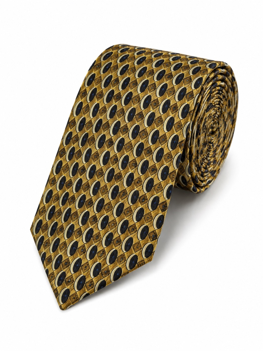 Geoffrey Beene Mens Silk Tie Quiet Luxury Old Money Formal Career Gold Blue Luxe